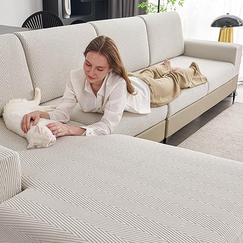 Miniatura 10 de Fundas de cojín para sofá seccional, fundas de asiento elásticas resistentes al desgaste para sofá, fundas protectoras lavables y elásticas para