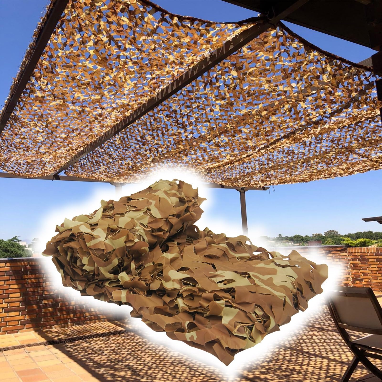 Exterior Toldo Camuflaje | Decoración Malla Camuflaje Red | Persianas de Red de Camuflaje | para Decoración De Fiesta, Tiro, Acampar, observación de Aves, Protección Solar