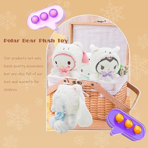 Miniatura 5 de Yonclap Juguete de peluche de oso polar, lindo juguete de peluche de animé de dibujos animados, regalos de cumpleaños para niñas y niños (morado 8)