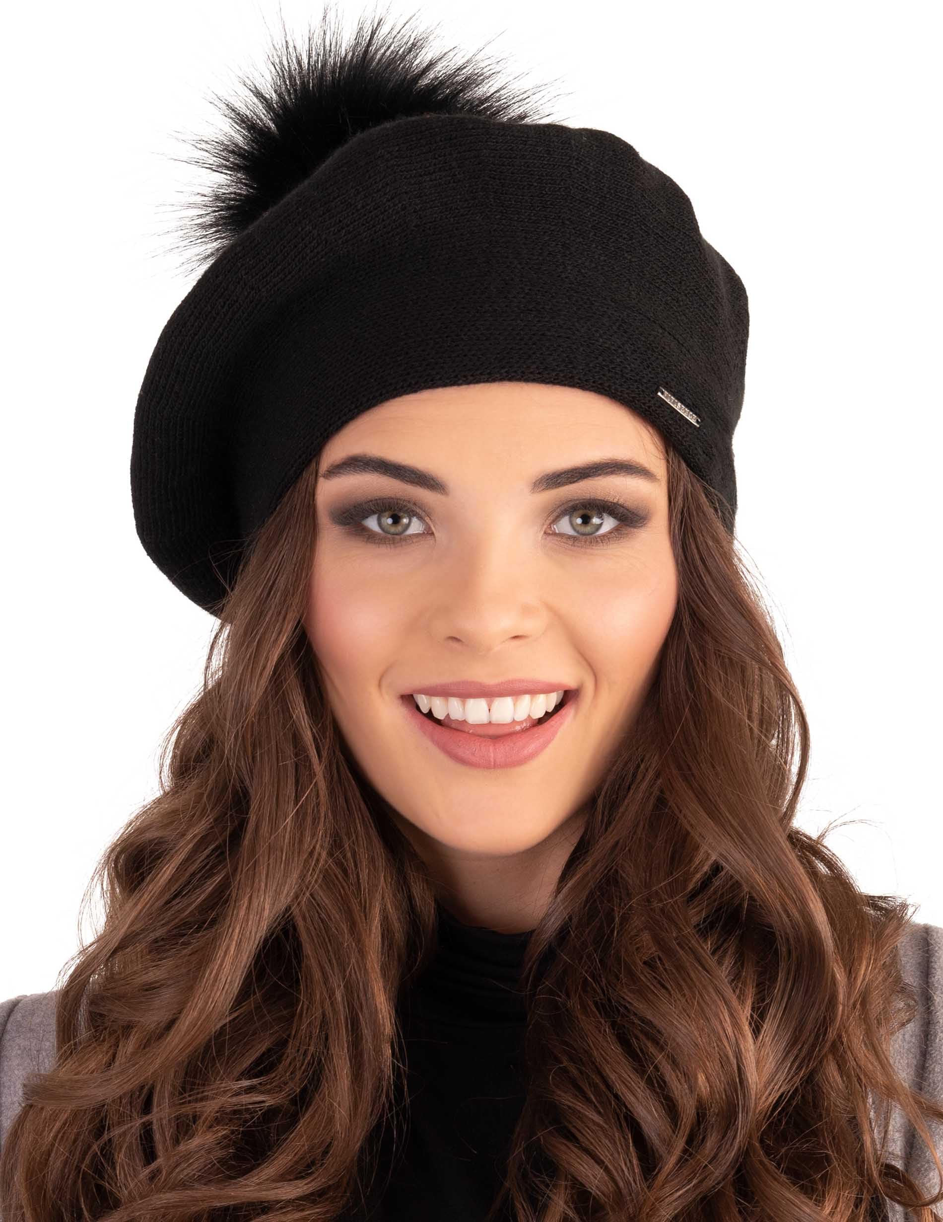 VIVISENCE Baskmuts voor dames, elegante wintermuts, warme en gezellige hoofdbedekking voor winter en herfst, warme dikke gebreide muts, klassieke muts