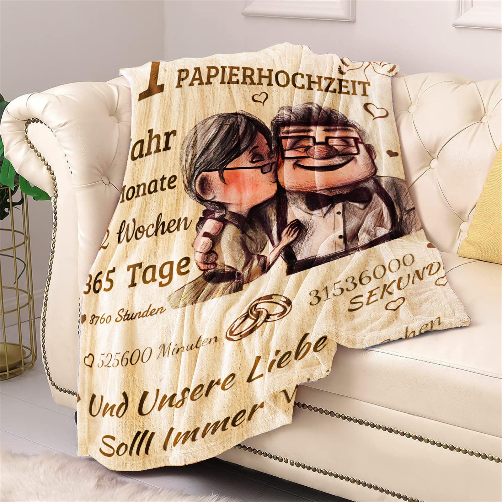 Kuscheldecke An Meine Frau Mann, 1. Hochzeitstag Geschenk für Frauen Männer,Flauschige Fleecedecke Geburtstagsgeschenk Hochzeitsgeschenk Geschenkideen