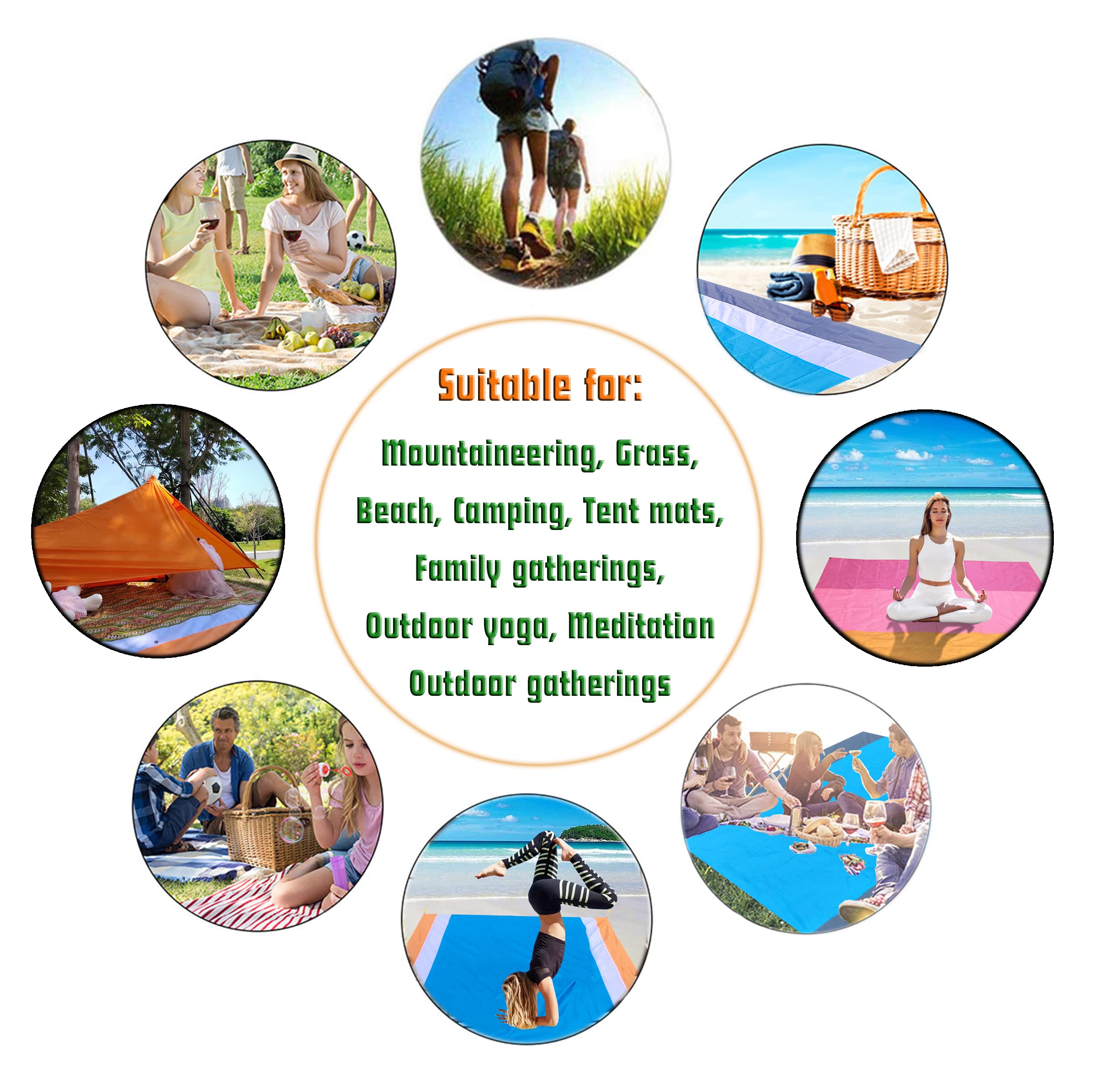 Acazmpar Beach Blanket, Beach Blanket Waterproof Sandproof,Waterproof Picnic Blanket for Travel, Camping, Hiking, Picnic,Music Festivals (Blue/Grey(79