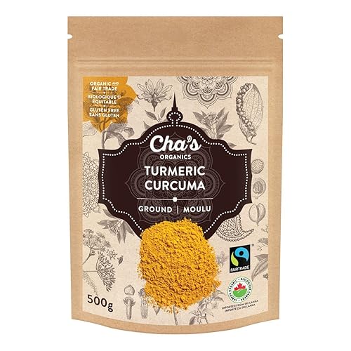 Cha's Organics Polvo de cúrcuma orgánica de comercio justo saludable y delicioso, nutritiva y fragante, curcumina molida pura de Sri Lanka,