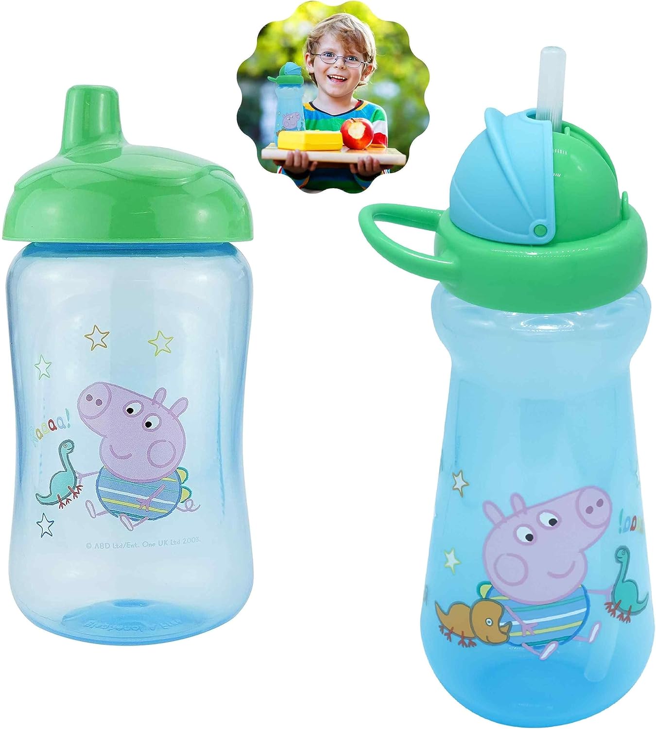 Plg 2Pcs Set, 350ml Large Toddlers Beaker and 340ml Straw Sipper