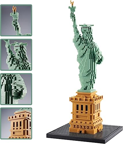 Miniatura 3 de KLMEi Estatua de la Libertad - Juego de construcción de microbloques para adultos, modelo arquitectónico famoso de Nueva York, juguetes para niños