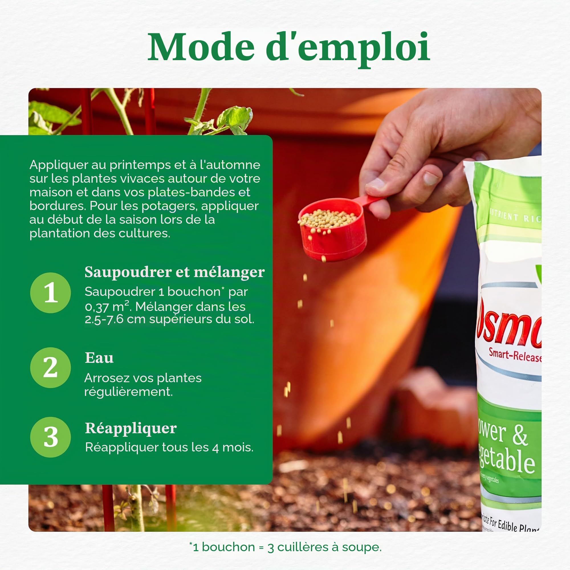 Osmoc Smart-Re Engrais pour fleurs et légumes, 0,5 kg.