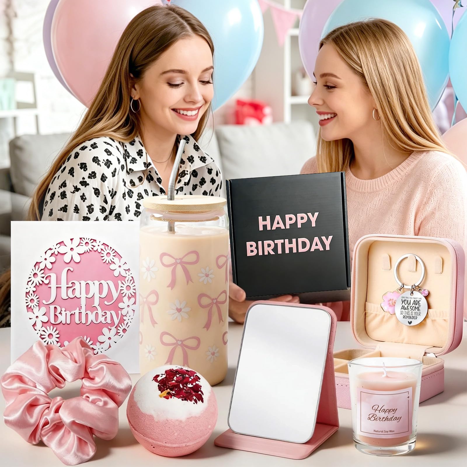 Geburtstagsgeschenk für Frauen Mädchen - Schönes Geschenkset Mädchen mit Geburtstagskerzen, Personalisierte Geschenke für Beste Freundin, Schwester, Teenager – Geschenkidee Frauen