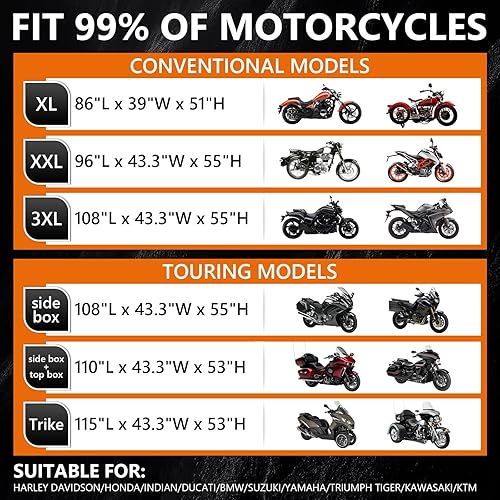 Miniatura 2 de GOTRUTH Funda de motocicleta 800D impermeable para modelos Touring Harley Davidson Road King, Road Glide, Street Glide, Electra Glide, Low Rider-ST