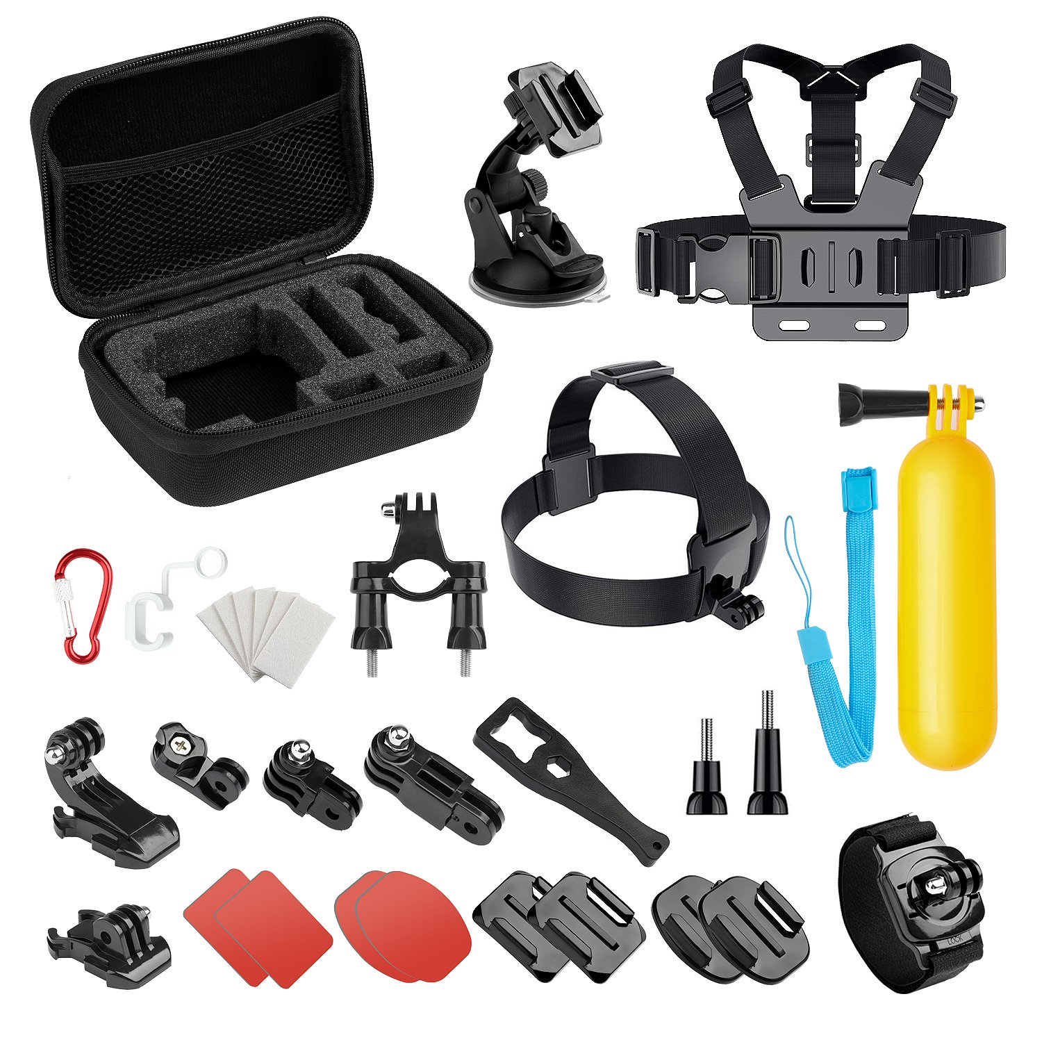 Basic Common Action Camera Outdoor Sports Accessories Kit for Gopro Hero 8/7/6/fusion/5/Session/4/3/2/ DJI OSMO / SJ4000/5000/6000/Xiaomi Yi/AKASO/APEMAN/DBPOWER/Sony Sports DV and More