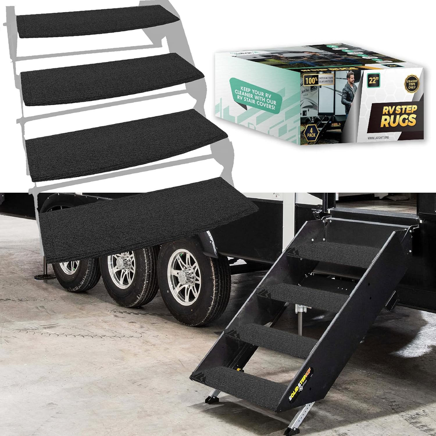 LATCH.IT RV Step Covers 4 Pack 22" Wide Camper Step