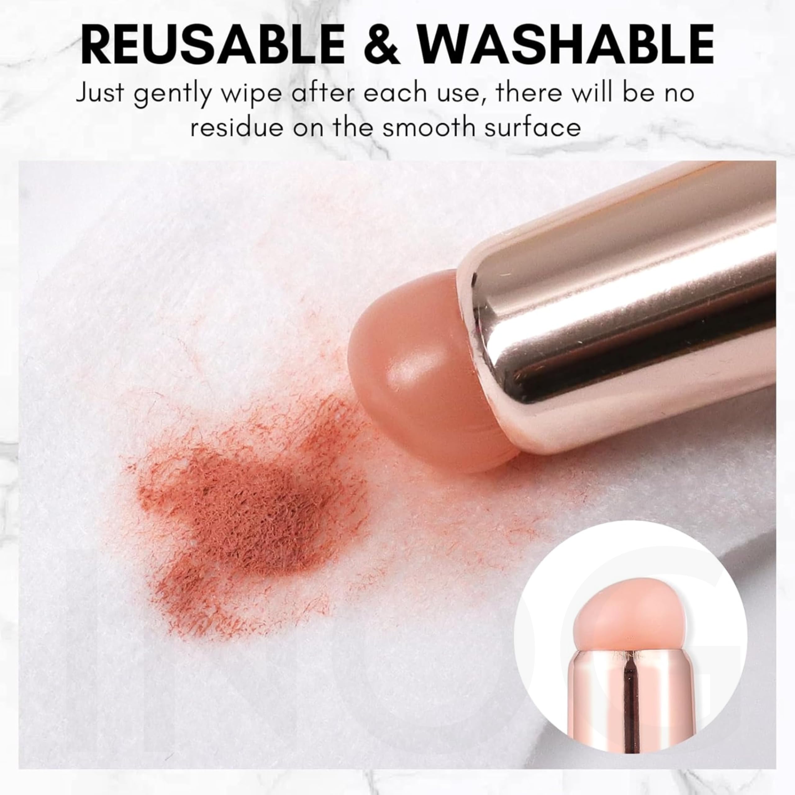 INOG Silicone Nail Brush, 2PCS Reusable Silicone Nail Chrome Applicator, Pink Nail Art Brushes Silicone Lip Brush For Pat Ombre Gel Nail, Chrome Nail, French Nail, Lipstick, Concealer, Eyeshadow 4