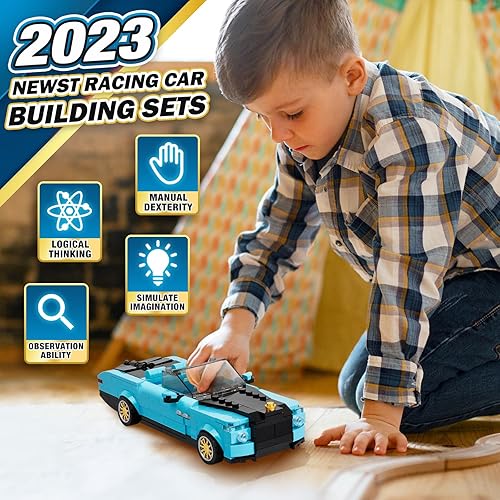 Miniatura 3 de GUDI RR Boat Tail - Coches deportivos para adultos, MOC Display Building Blocks Set para niños, juego de autos de carreras coleccionables modelo