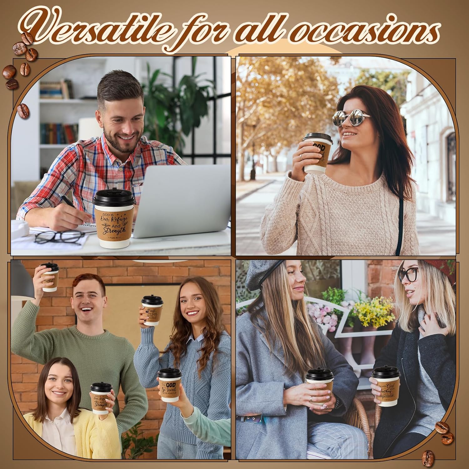 24 Pcs 8oz Christian Bible Vase Coffee Cups with Lids and Sleeves Disposable Inspirational Religious Paper Hot Coffee tea Cups for Church Christian Party Favor Sunday School Church Baptism - Image 6