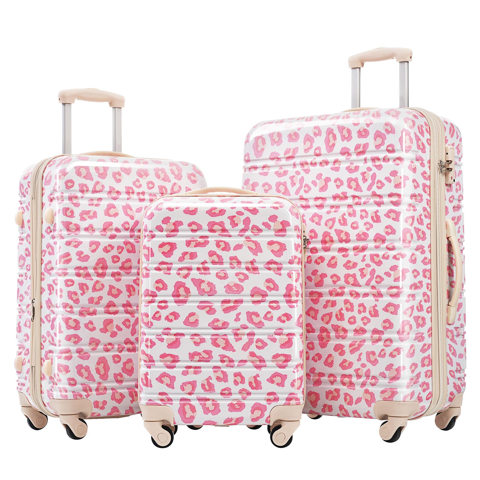 Anwick Leopard Luggage Sets for Women, Travel Luggage Set, Expandable Suitcases with Wheels, Carry On Rolling Suitcase, TSA Lock, 3-Piece Set (20/24/