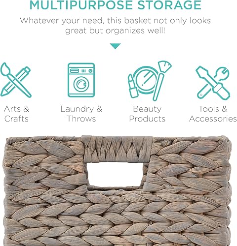 Miniatura 5 de Best Choice Products Cestas de jacinto de 13 x 13 pulgadas, juego rústico de 5 organizadores de almacenamiento plegables multiusos, bolsas de