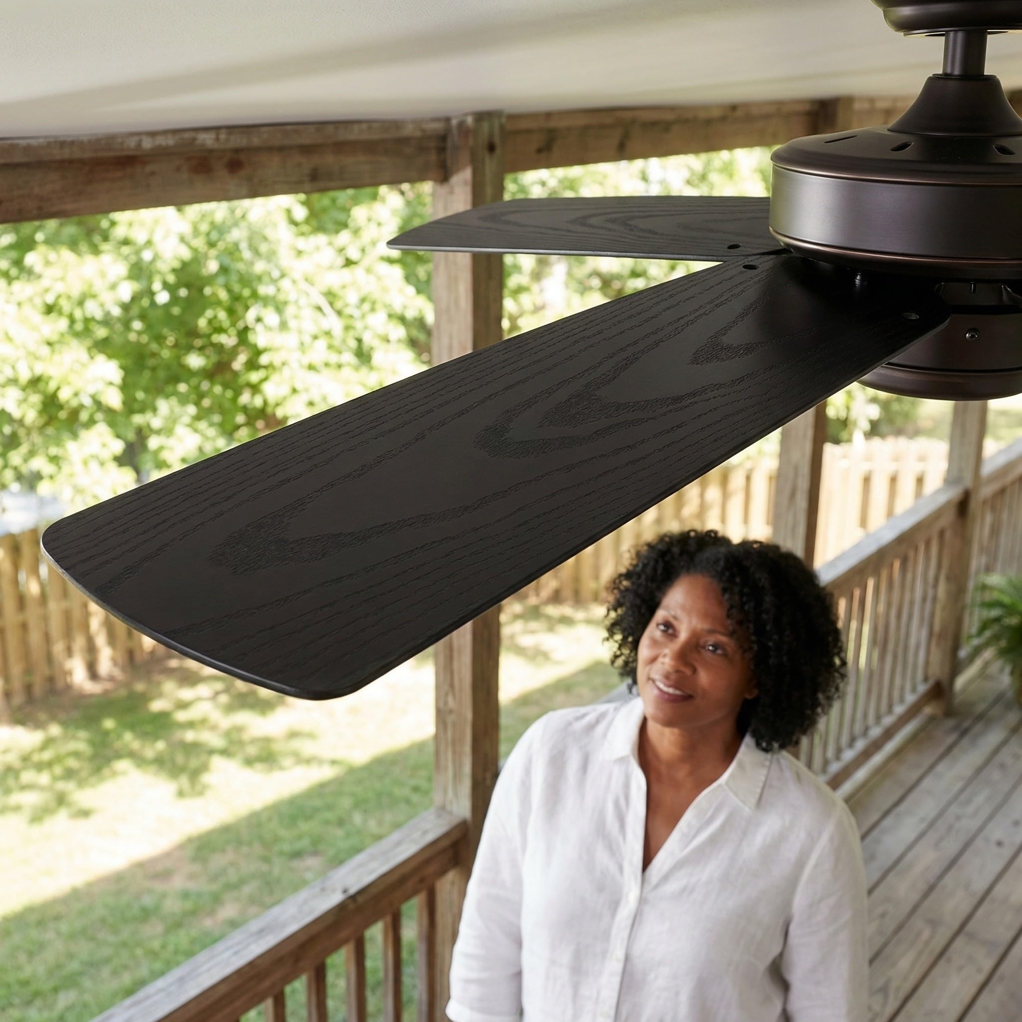 5 Piezas Aspas y Reemplazo Rápido de Plástico Negro de Ventilador de 52 Pulgadas, Fácil Instalación para Ventilador de Techo para Interiores y Exteriores