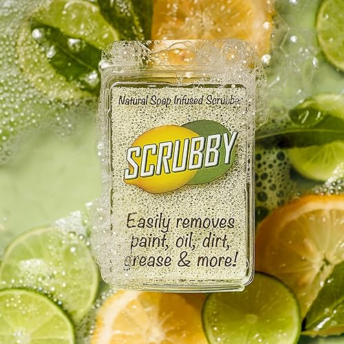 Miniatura 2 de Dixie Belle Scrubby Soap - Jabón de limónlima (paquete de 2), limpiador natural con aroma a cítricos, esponja de limpieza para pinceles, jardinería,