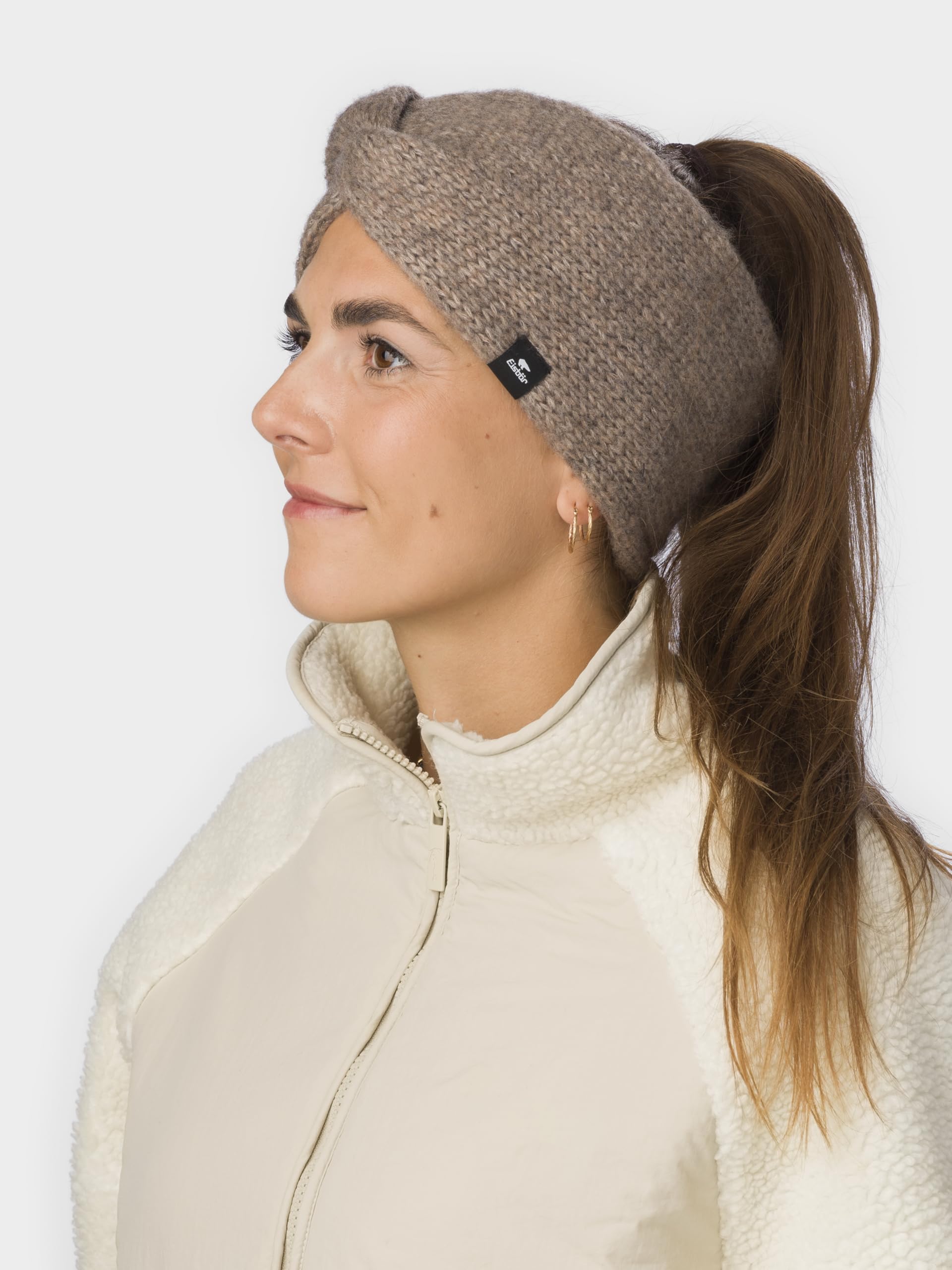 Eisbär Stirnband Damen Fenna Beige - Strick-Stirnband gefüttert | Merino Headband, Fleece Futter, schützt vor Kälte und Wind, atmungsaktiv, weich, warm, hautfreundlich