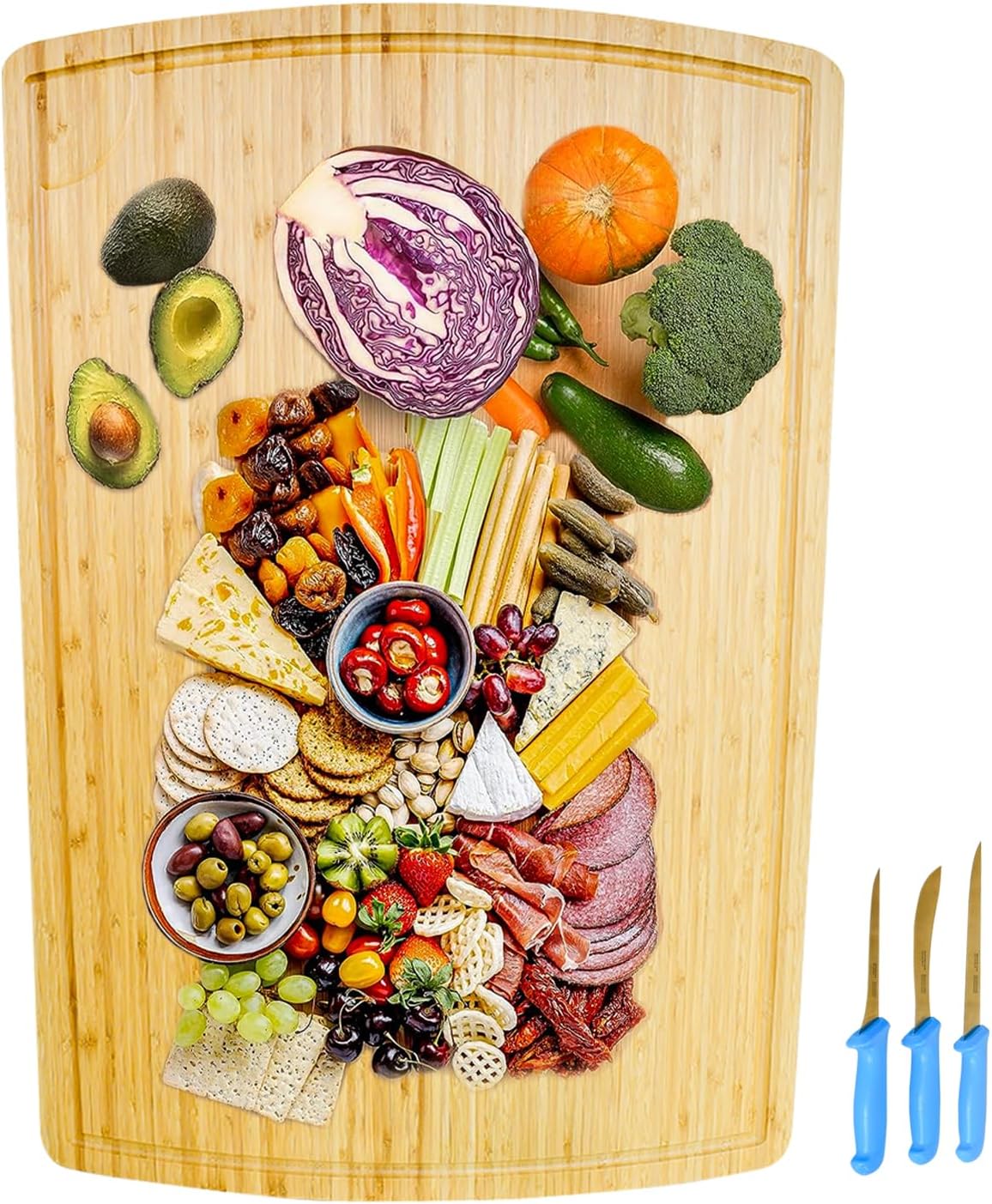 VORVIL 36" x 24" Extra Large Bamboo Cutting Board for