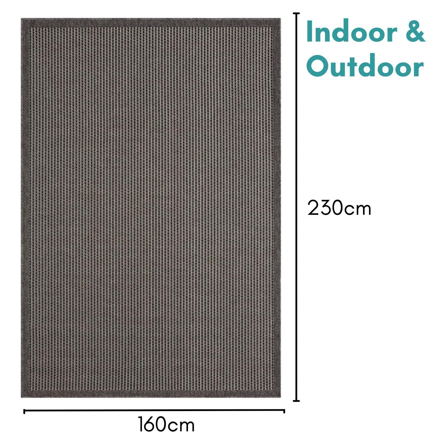 MY-RUG Outdoor Teppich wetterfest 160 x 230 cm, UV beständig & robust für Garten Terrasse, Balkon Küche & Wohnzimmer, kurzflor waschbarer Wohnzimmerteppich, Fiona II