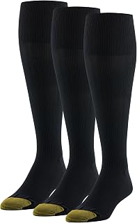 GOLDTOE Men's Metropolitan Over-the-Calf Dress Socks, 3-Pack | Durable Nylon, Reinforced Heel & Toe, Moisture Control