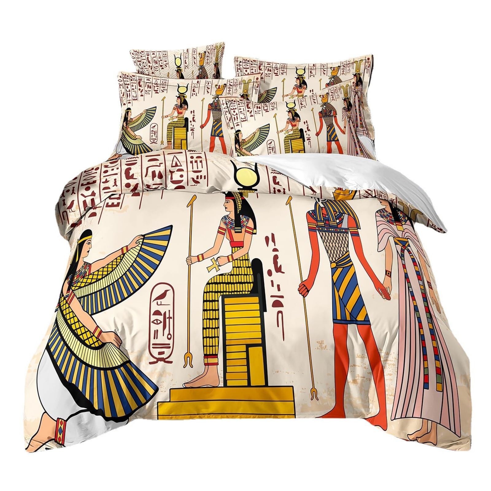 ZYWMZJ Egyptian Pharaoh Bedding Set for Kids Soft Microfiber Duvet Cover with Zipper Closure Quilt Cover + 2 Pillowcases(King(220x240cm))