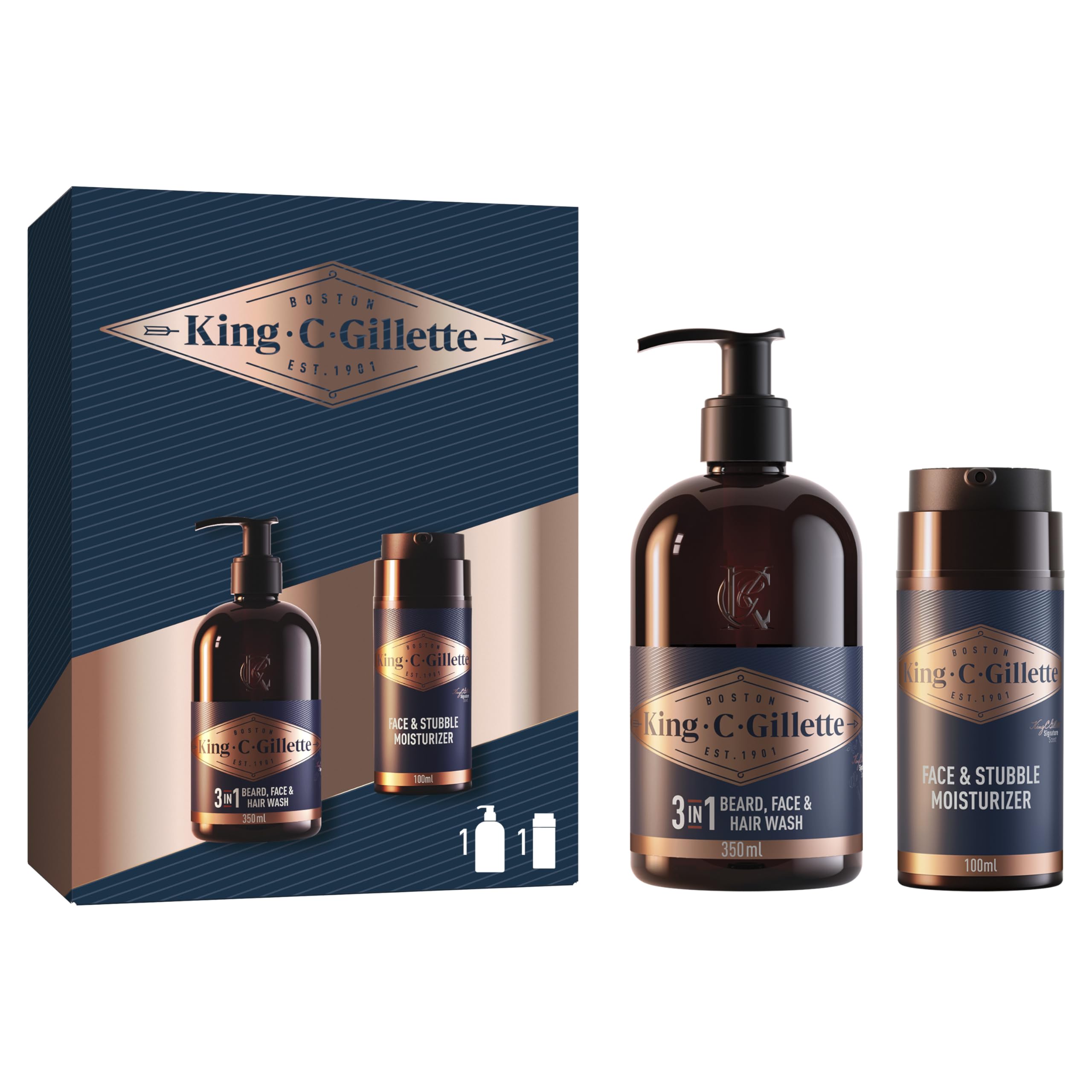 King C. Gillette Men’s Beard Care & Grooming Gift Set – Beard, Face & Hair Wash