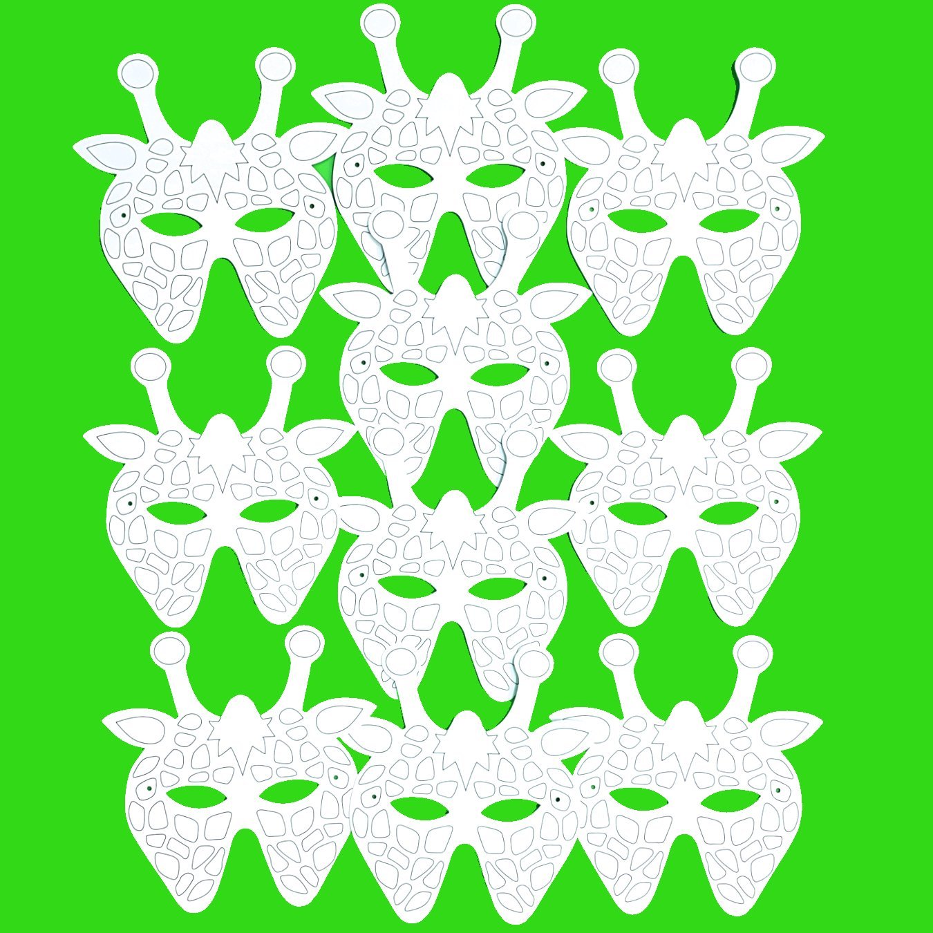 Blue Frog Toys 10 Plain Card Giraffe Masks - Colour and Decorate