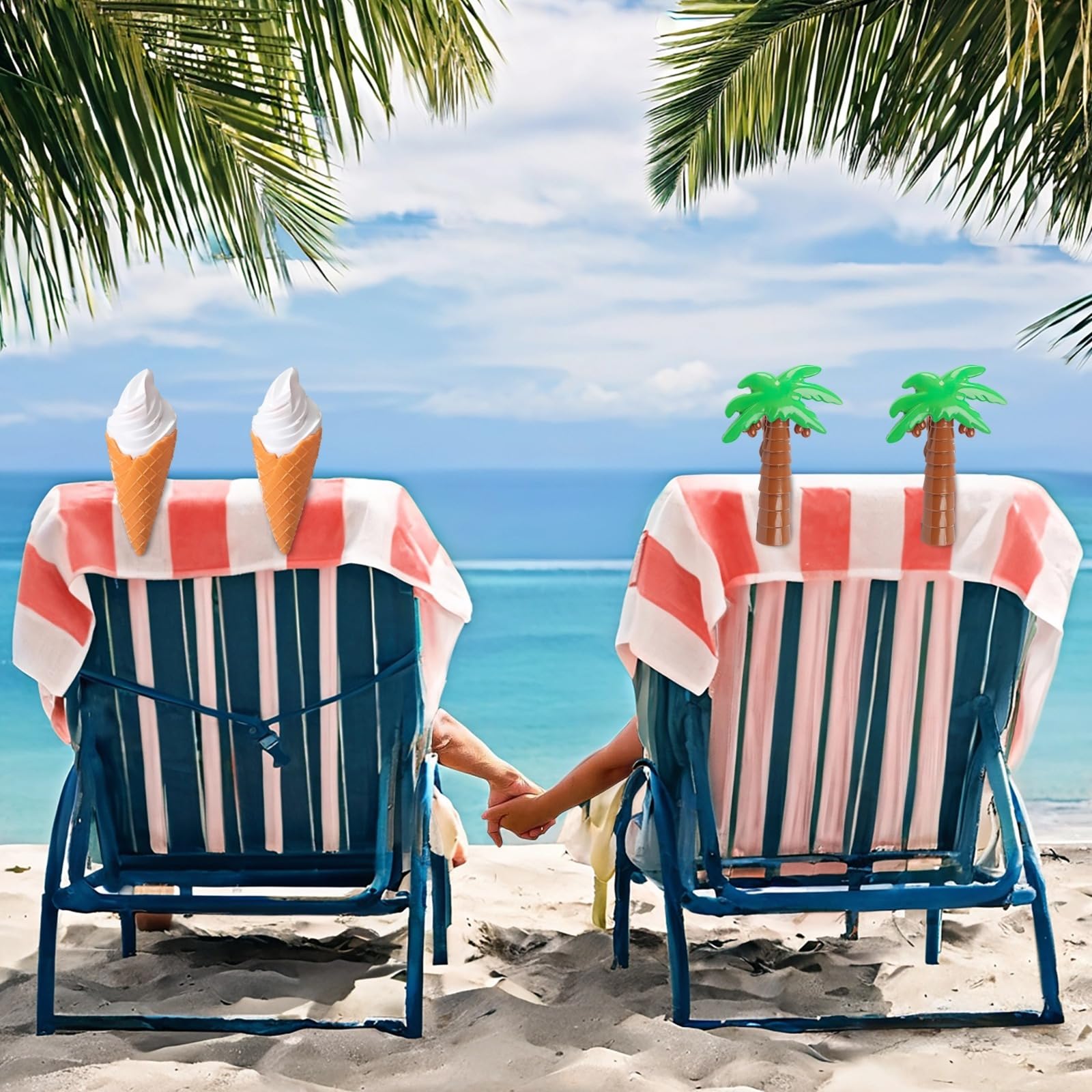 PONDON Set di 6 clip per telo mare a forma di cartone animato, in plastica, per piscina, spiaggia e viaggi, clip compatte e portatili