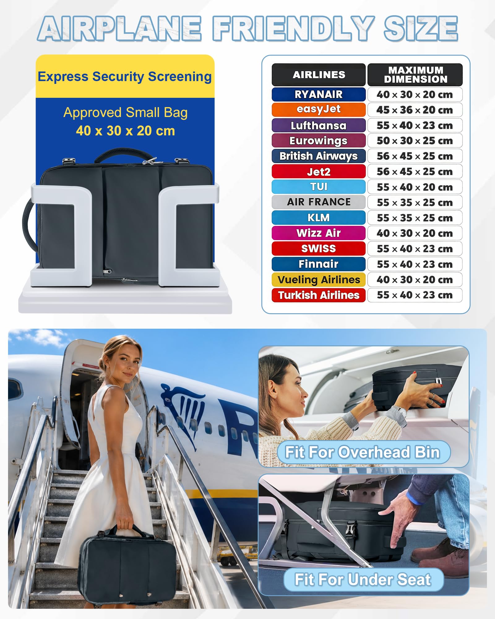 SZLX Plecak Próżniowy Bagaż Podręczny Dla Kobiet, Plecak Z Poduszką i Systemem Próżniowym Do Podróży, Plecak Podróżny Ryanair W Rozmiarze Kabinowym Z Pompką, Wodoodporna Walizka Próżniowa Dla Mężczyzn