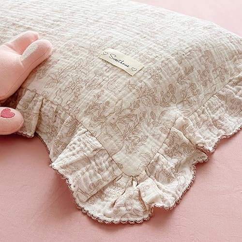 Miniatura 6 de BuLuTu Juego de manta y funda de almohada de muselina de algodón suave y transpirable para niños y niñas pequeñas  1 manta para niños pequeños de 47