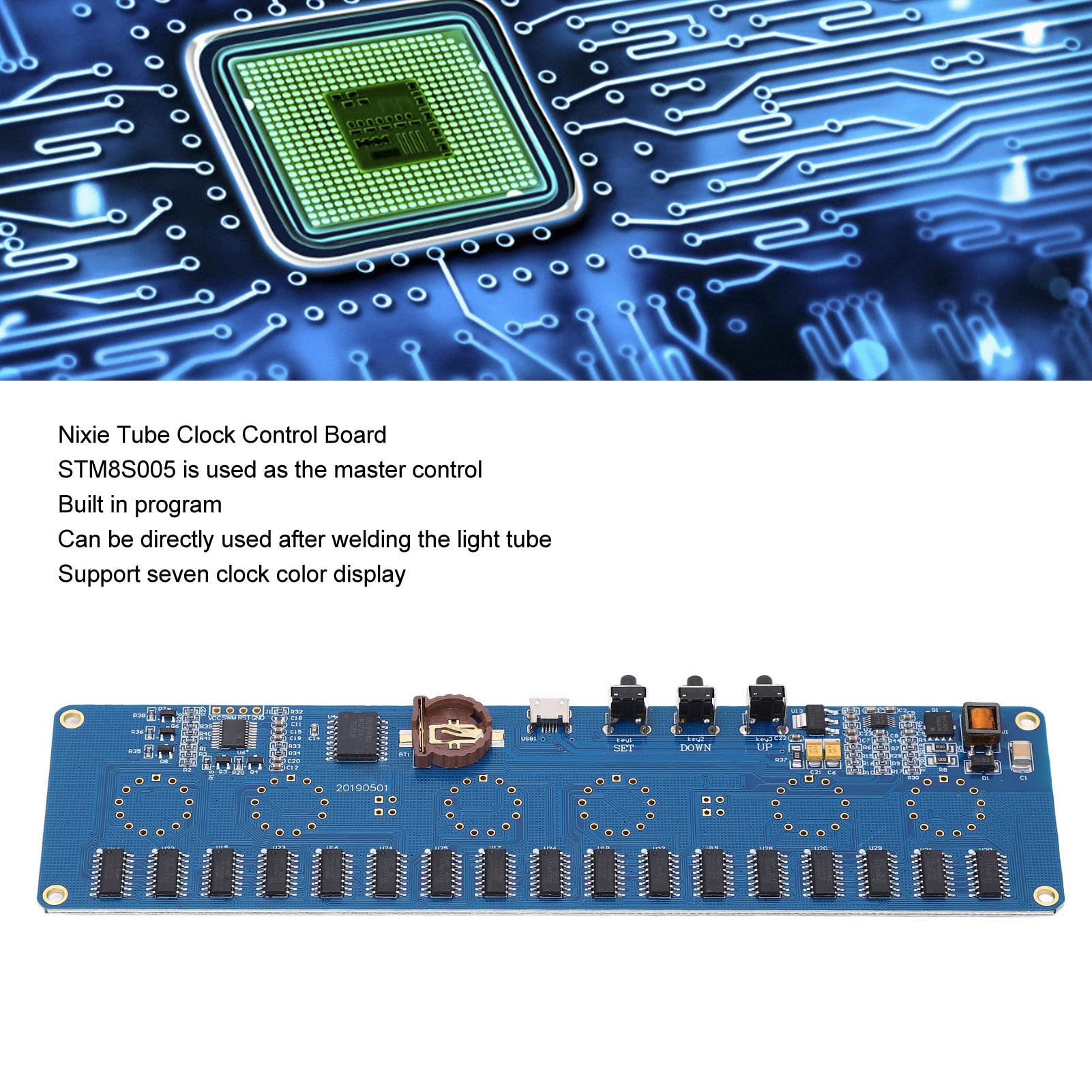 Nixie Tube Clock Control Board 7 Farben Glührohr Clock Board Unterstützung 24 Stunden Modus, Zeitanzeige, Eingebautes Anti Vergiftung Programm