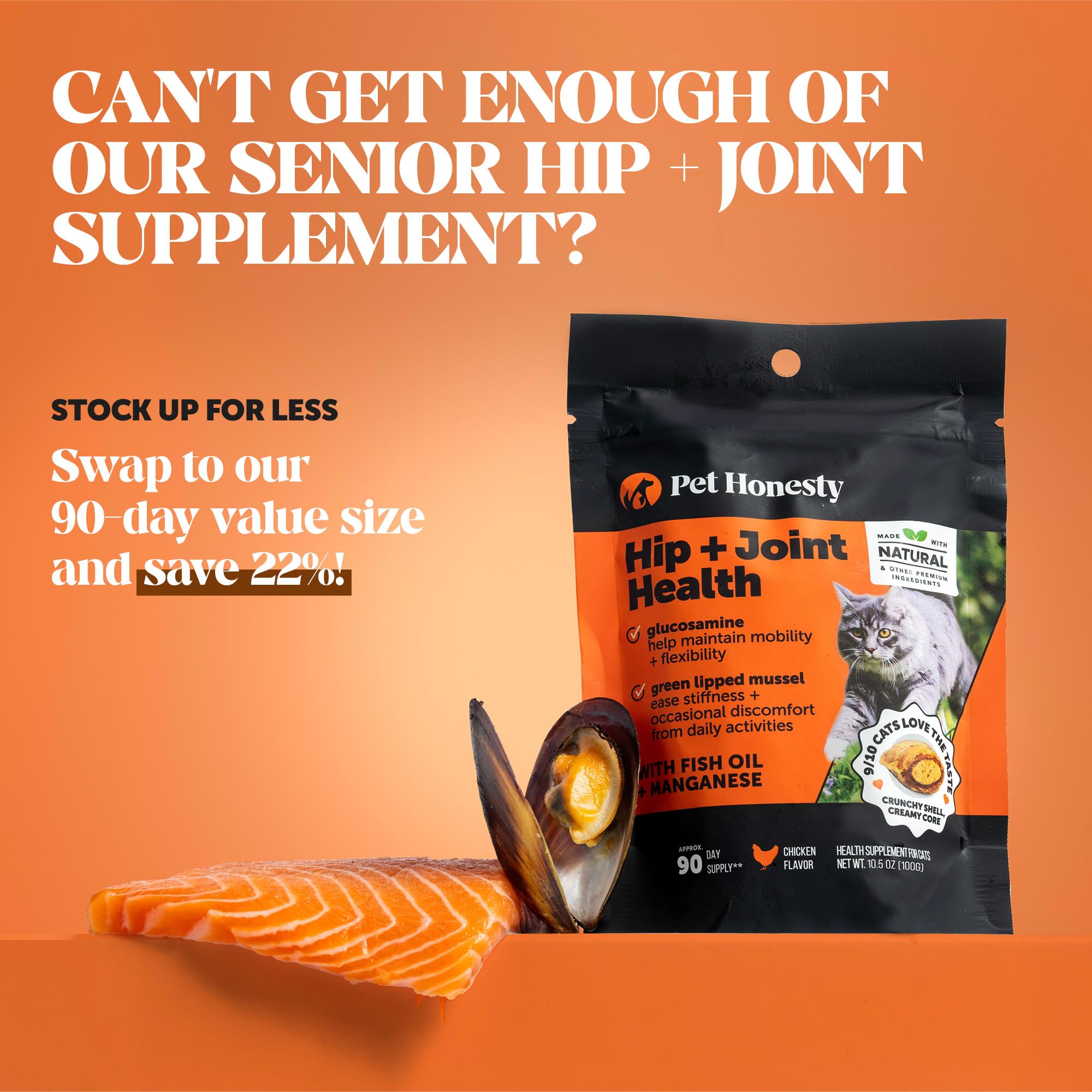 Cat Hip + Joint Health Chews – Crunchy & Creamy Cat Joint Support Supplement - Glucosamine, Chondroitin & Omega-3s – Supports Mobility, Flexibility & Comfort for Indoor & Outdoor Cats (Chicken 30-Day) - image 6