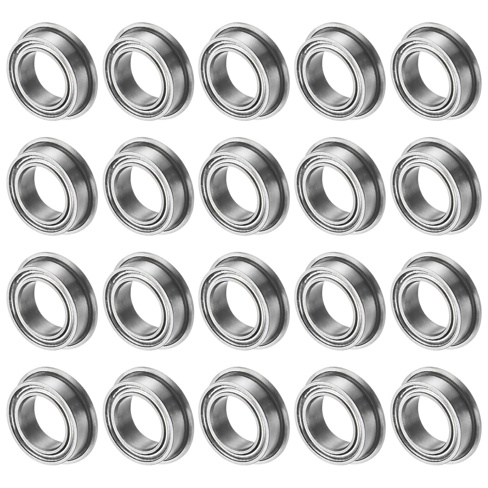 M METERXITY 20-Pack MF85ZZ Flanged Ball Bearing, 5mm x 8mm x 2.5mm Double Metal Shielded Z1 Chrome (GCr15) Steel Flange Rip Bearings for Wheelbarrow/