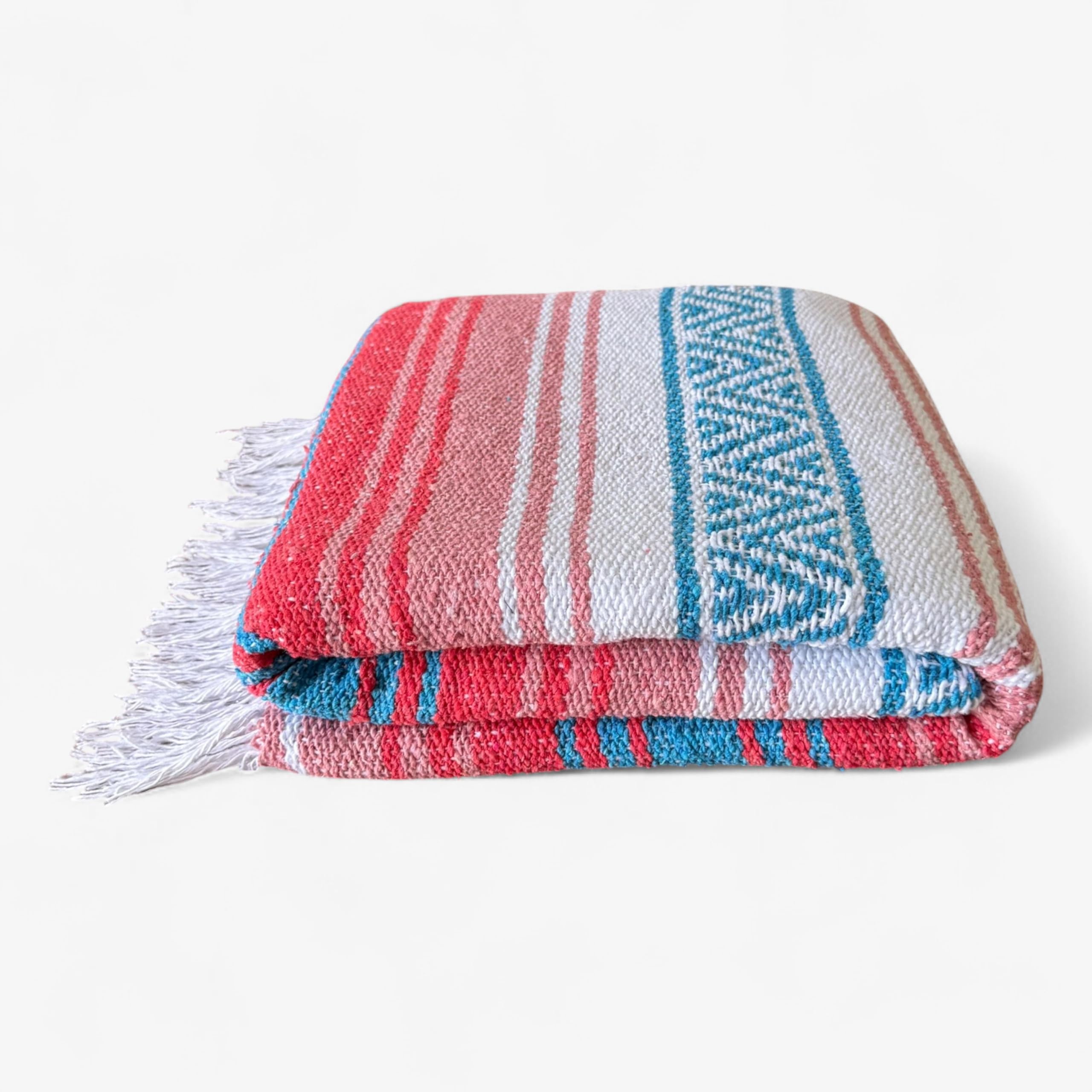 Authentic Handwoven Mexican Blanket, Falsa Serape - Soft & Durable - Vibrant Beach, Picnic, Yoga & Camping Mat - Traditional Boho Throw - Outdoor