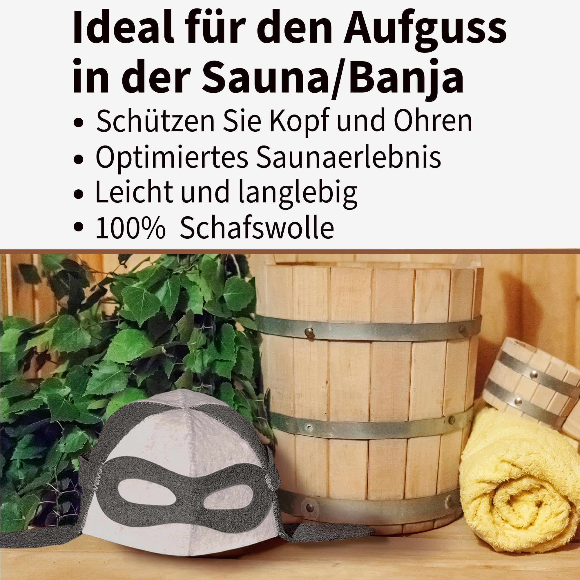 Chapeau de sauna en feutre 100% pour homme - Bonnet aviateur brodé