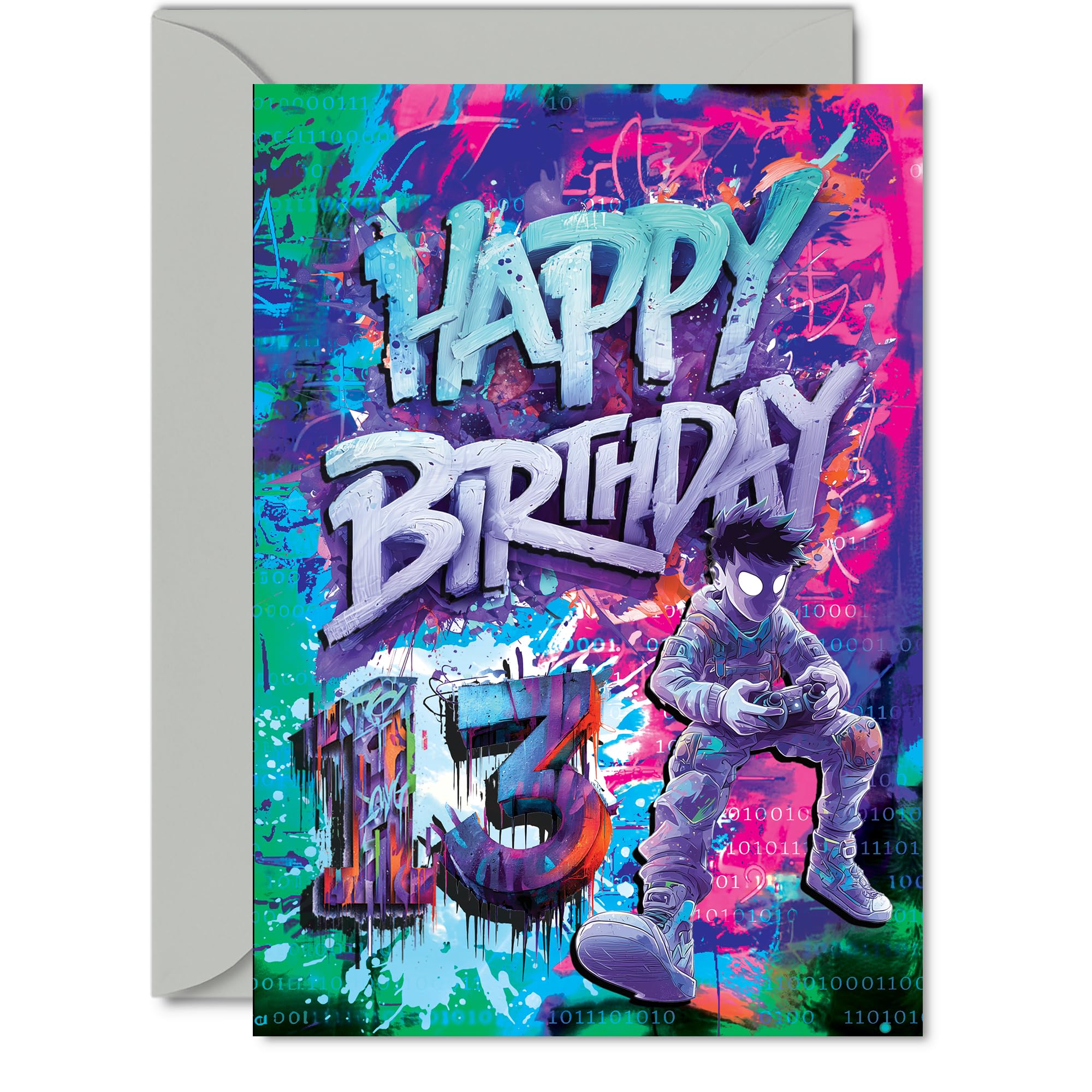 13th Birthday Cards for Boys Girls - Epic Gamer - Happy Birthday Card for 13 Year Old Boy Girl Niece Son Brother Granddaughter, A5 Bday Greeting Cards
