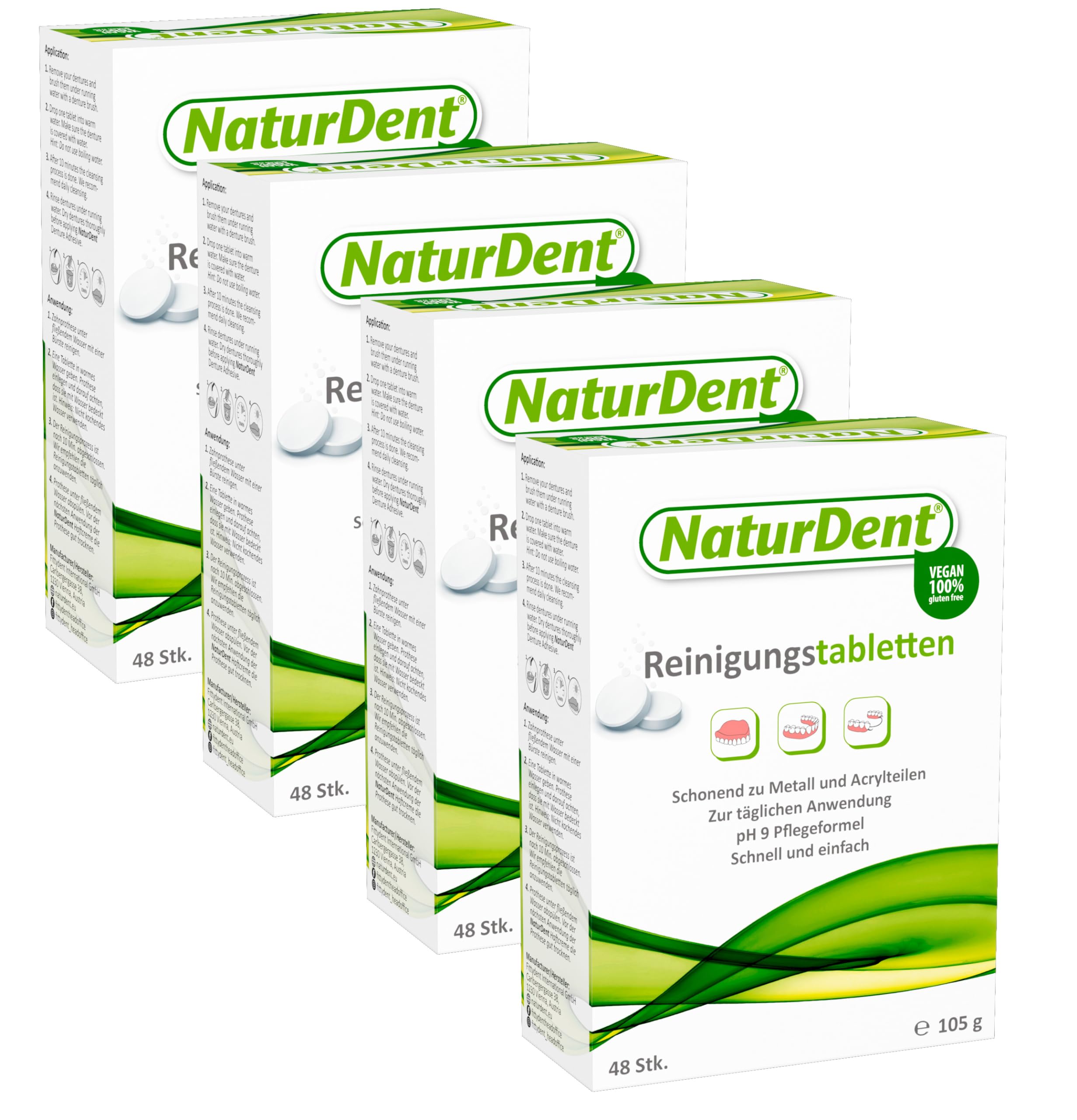 4 pastillas de limpieza NaturDent (48 unidades)