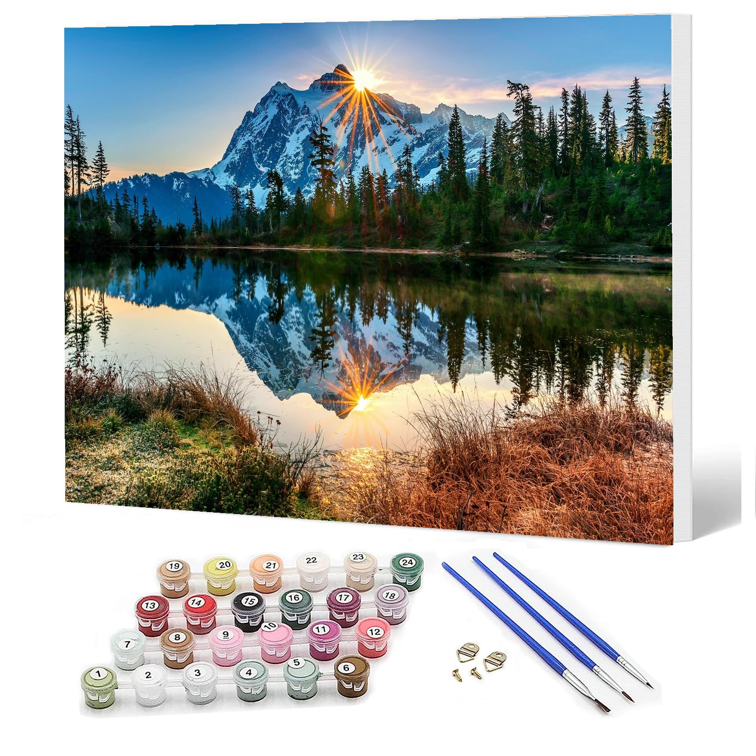 Ediximi Paint by Numbers Kit for Adults DIY Paint by Number 12" x 16" Canvas with Wooden Frame Drawing Arts and Crafts for Adults and Beginners,Sunrise