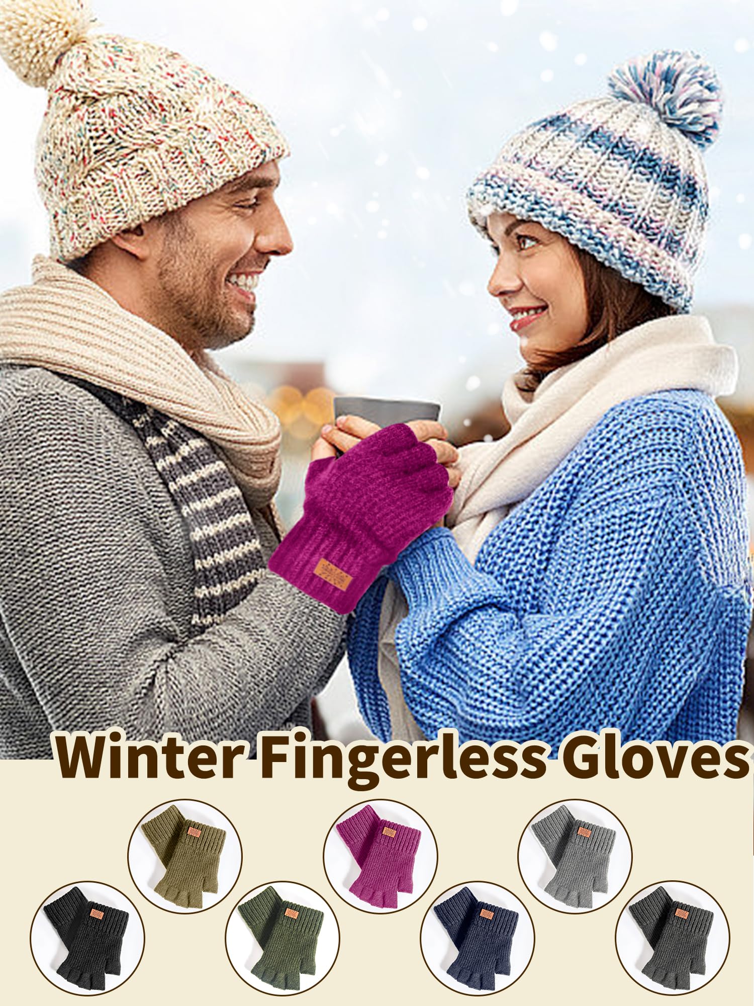 JYUYNY Guanti senza dita - Guanti Mezze Dita Invernali,Guanti Termici Caldi Guanti Senza Dita Fingerless Gloves Guanti in Maglia Unisex per Uomini e Donne