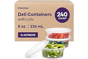 Stack Man 8oz Deli Containers with Airtight Lids