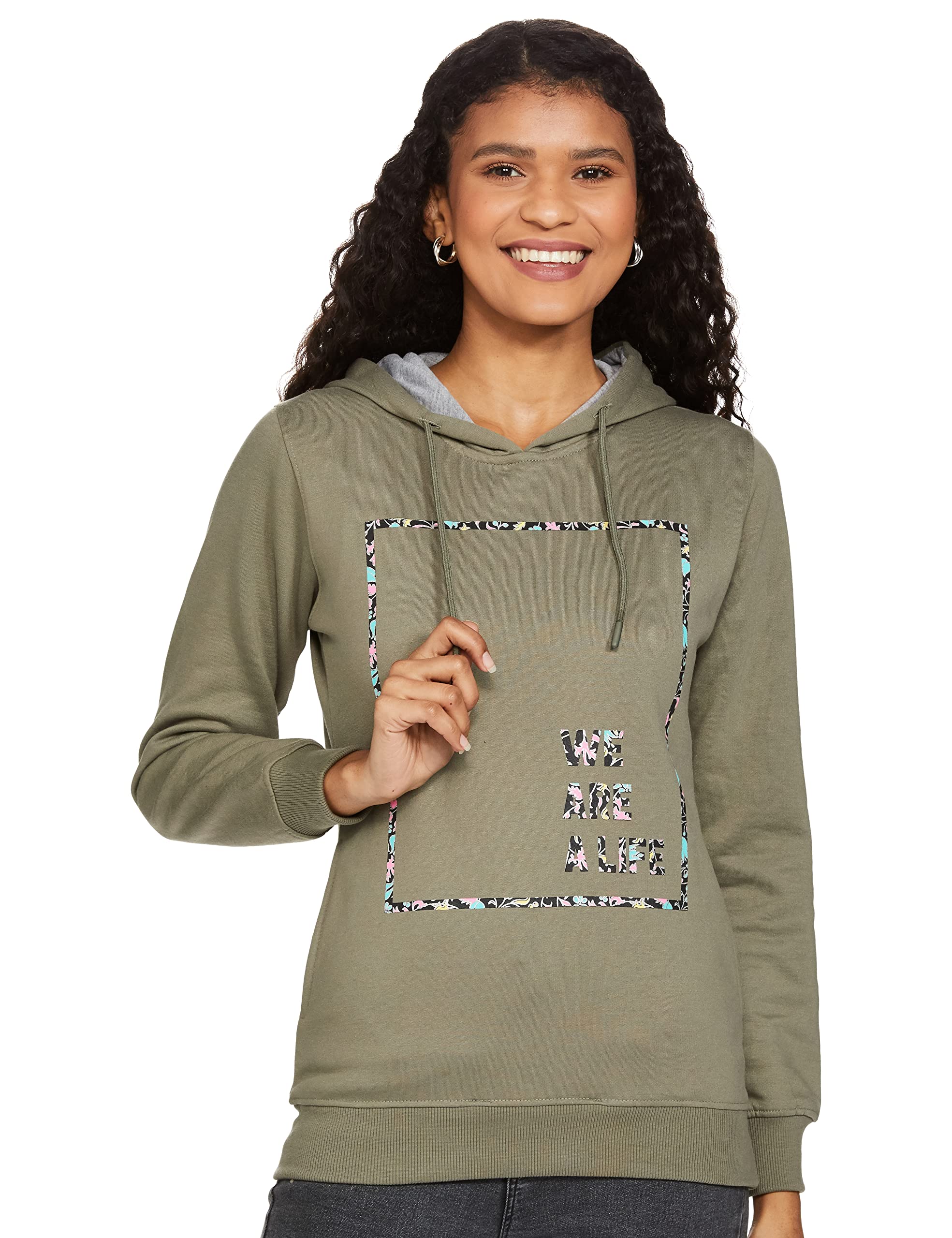 qube by fort collins Women's Fleece Hooded Neck Sweatshirt (302 SMU-Olive-XXL_Olive_Double Extra Large)-picture-23