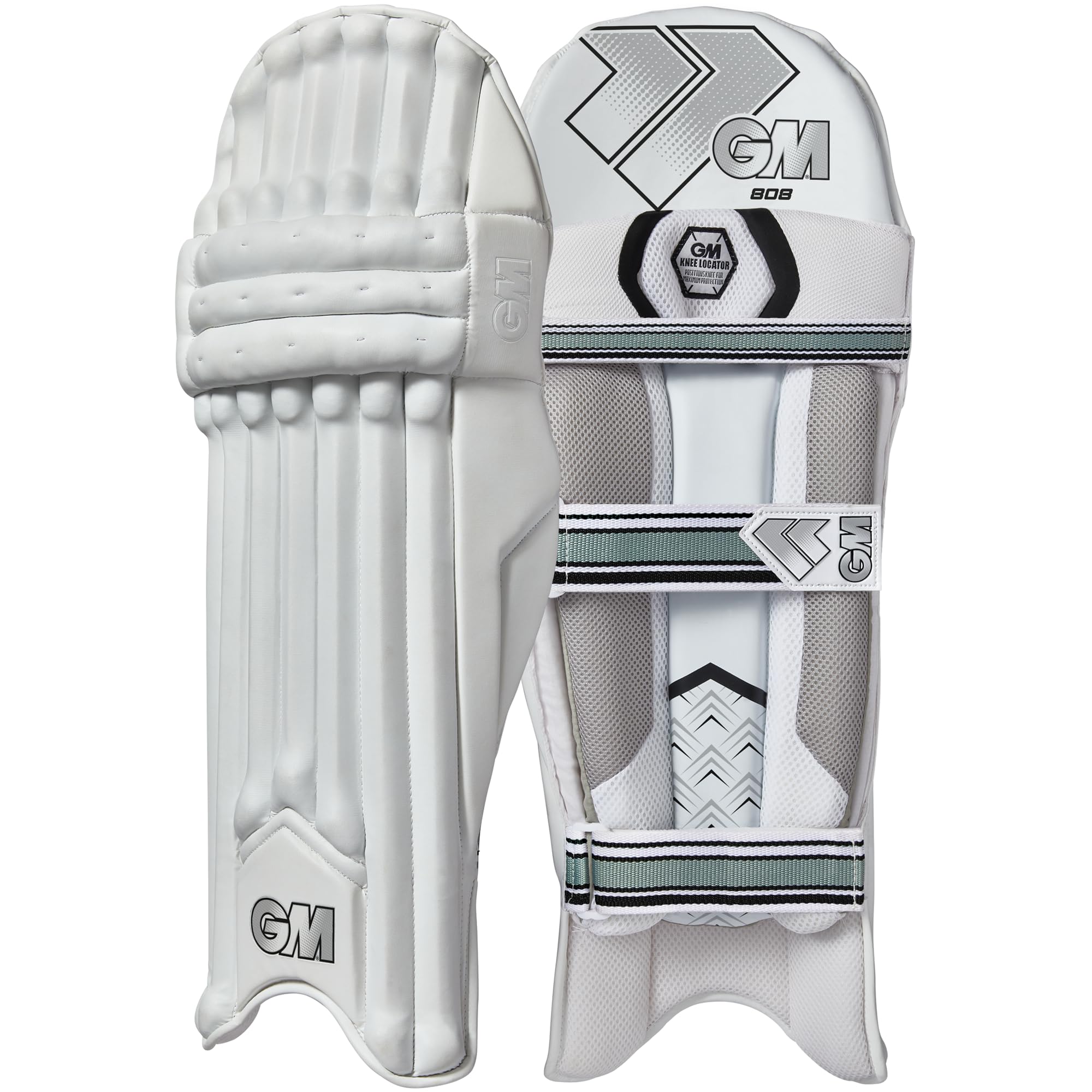 Gunn & Moore GM Cricket Batting Pads | 808 | Traditional Cotton & Cane | Youths Right Handed - 14.75" From Top of Instep to Middle of Knee | Approx 1.58 kg per Pair | 1 Pair | White