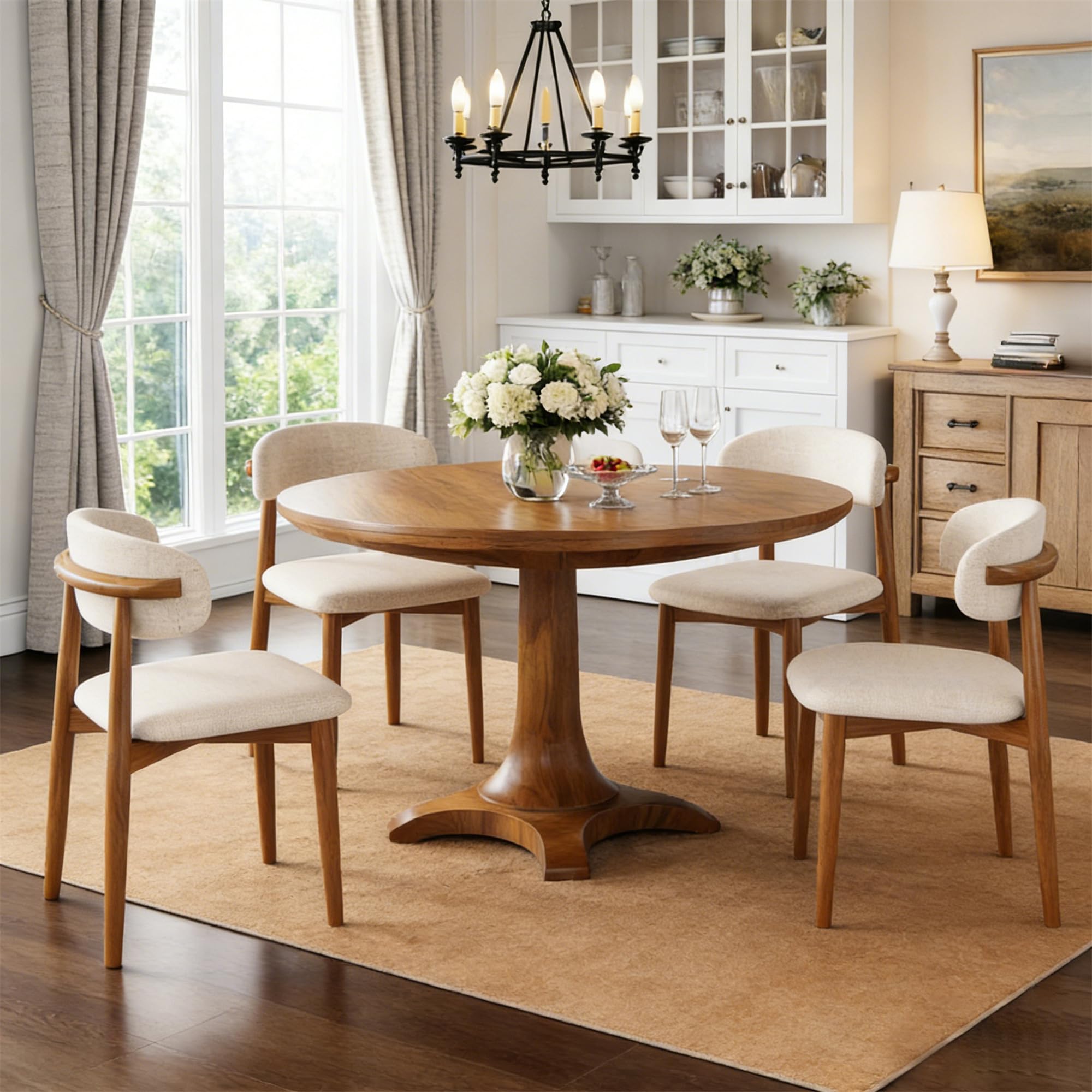 Mid-Century Modern Upholstered Dining Chair Set of 4