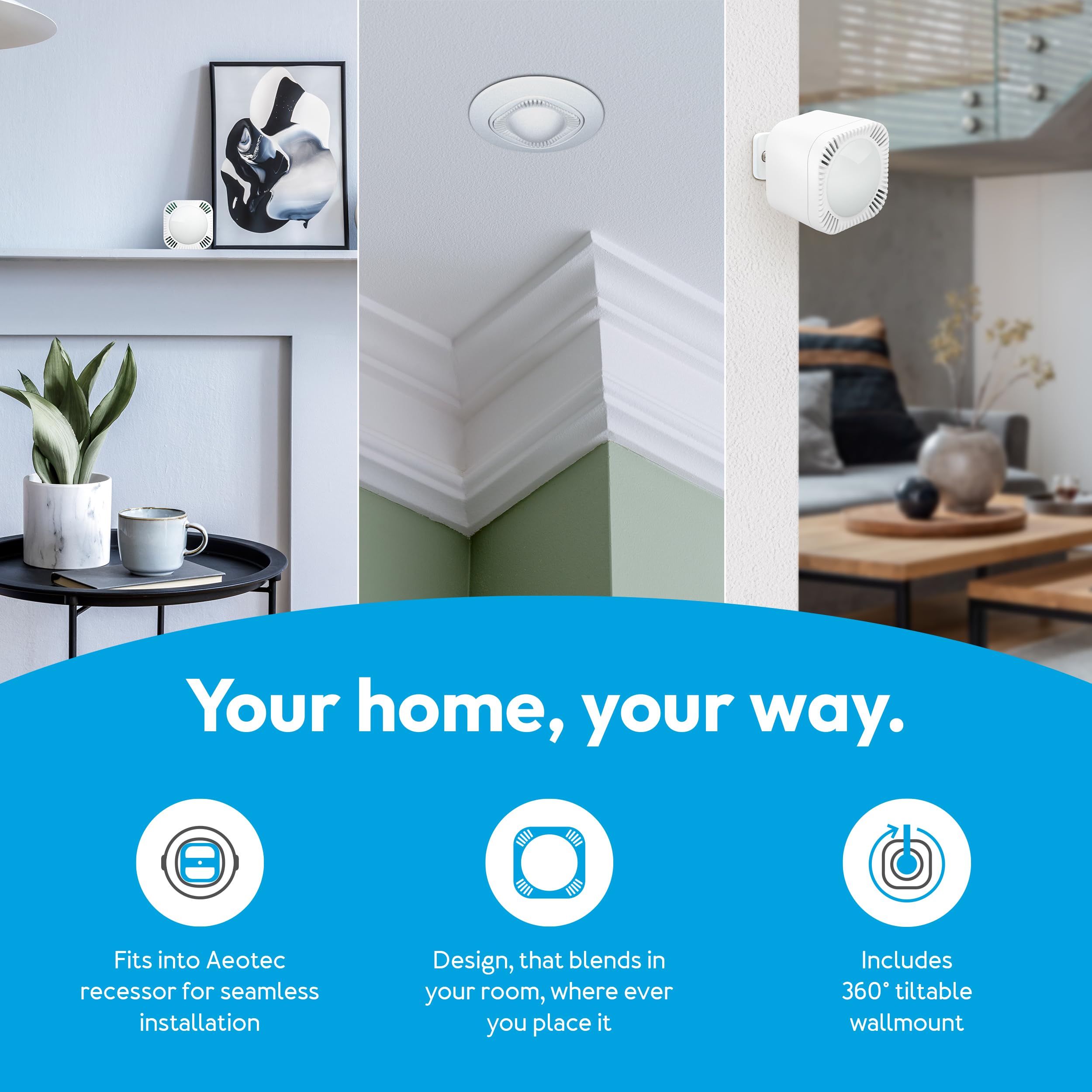 Aeotec TriSensor 8 – multiczujnik 3 w 1, ruch w promieniu 10 m, temperatura w °C, światło w luksie, Z-Wave Gen8, długi zakres, wymagany koncentrator, współpracuje z SmartThings, Homey, HomeAssistant