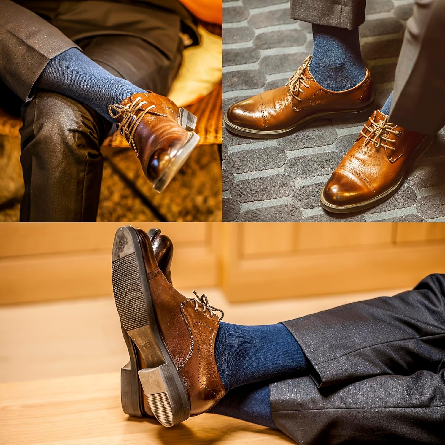 Men's Dress Crew Socks - Plain Colors, Lightweight Classic Cotton, Soft & Breathable Dress Socks for Men, 6-Pack - Image 2