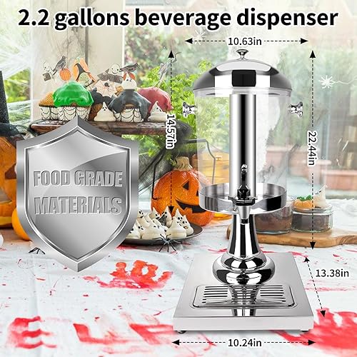 Miniatura 5 de Dispensadores de bebidas para fiestas, dispensador de bebidas frías con núcleo de hielo central y bandejas de goteo, dispensadores de bebidas de