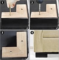 Vista 6 de AORYVIC Patas de madera maciza para muebles, elevadores de cama en forma de L, patas de muebles para sofá, sillón, cómoda, gabinete, mesa, pies