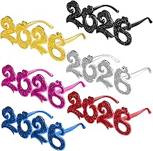 Konohan 6 Pairs 2026 Glasses New Year Eve Glitter Number Eyeglasses Party Supplies 2026 Funny Novelty Sunglasses for New Year Celebration Party Favor Costume Photo Props Decoration(Colorful)