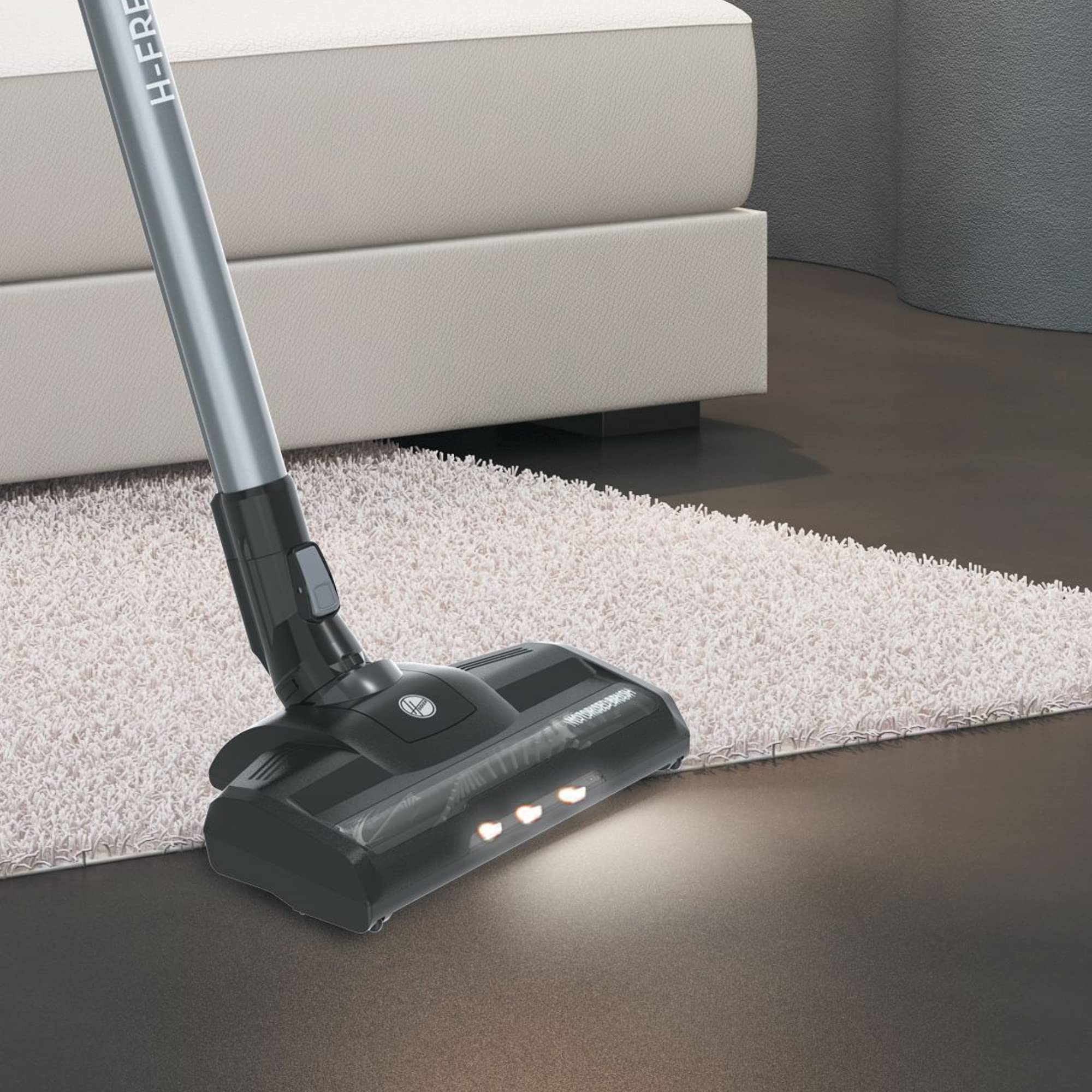 Hoover H-FREE 100 PETS odkurzacz akumulatorowy, 2 w 1, mini dysza turbo do sierści zwierząt, do 40 min. czasu pracy, zmotoryzowana dysza podłogowa LED, bezworkowa, bezprzewodowa, model: HF122BPT, szary/tytanowy